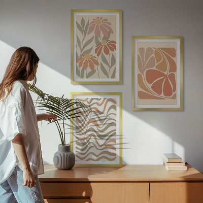 Tavelpaket med ramar Pastell abstrakta blommor