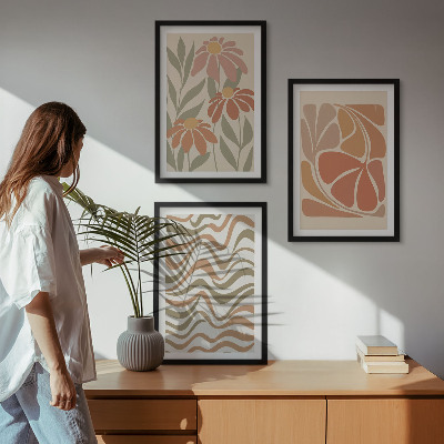 Tavelpaket med ramar Pastell abstrakta blommor