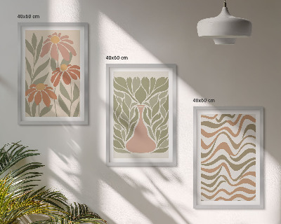 Set om 3 tavlor Pastell abstrakta blommor