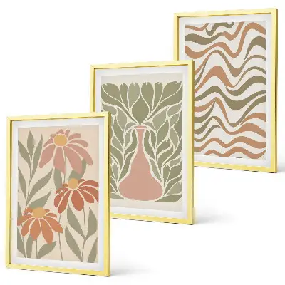 Pastell abstrakta blommor set om 3 tavlor