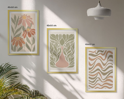 Set om 3 tavlor Pastell abstrakta blommor