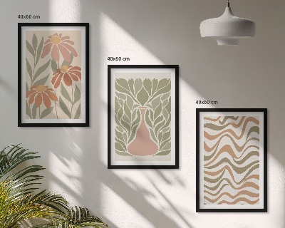 Set om 3 tavlor Pastell abstrakta blommor