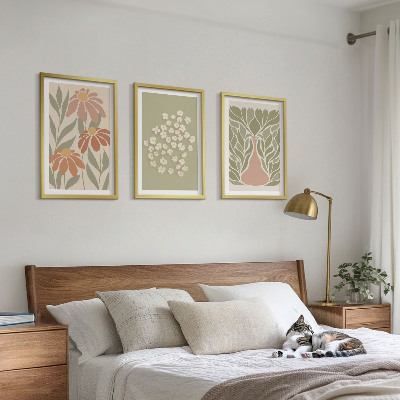 Tavelset ovanför soffa Blommiga boho-mönster