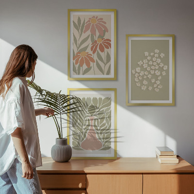 Tavelset ovanför soffa Blommiga boho-mönster