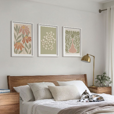 Tavelset ovanför soffa Blommiga boho-mönster
