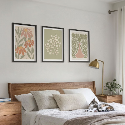 Tavelset ovanför soffa Blommiga boho-mönster