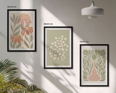 Tavelset ovanför soffa Blommiga boho-mönster