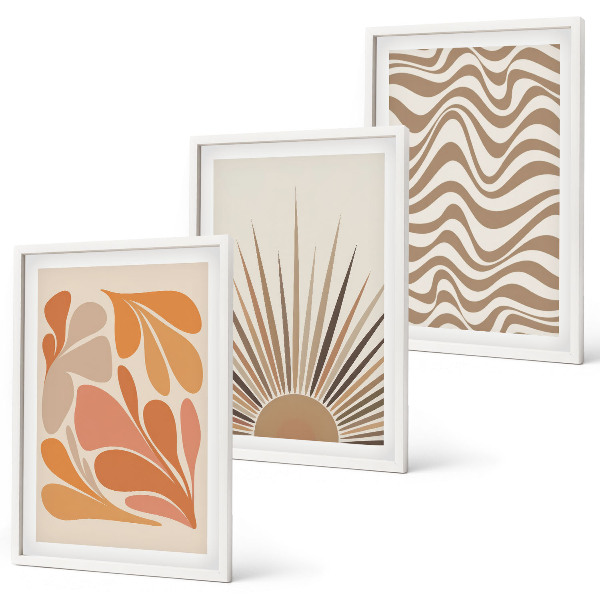 Tavelpaket med ramar Sol boho pastellformer