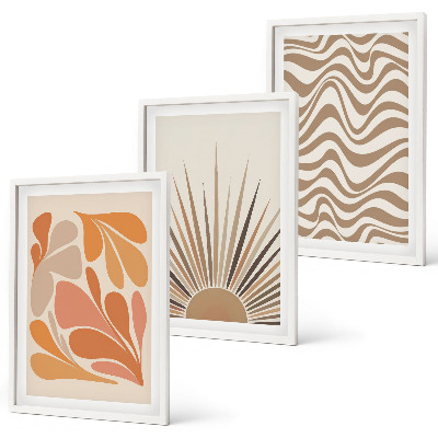 Tavelpaket med ramar Sol boho pastellformer