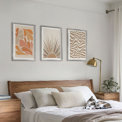 Tavelpaket med ramar Sol boho pastellformer