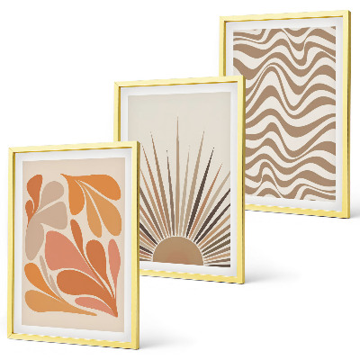 Tavelpaket med ramar Sol boho pastellformer