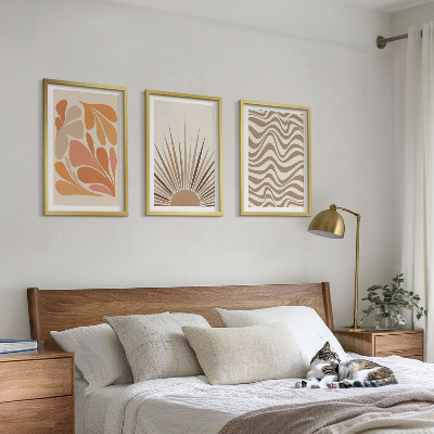 Tavelpaket med ramar Sol boho pastellformer