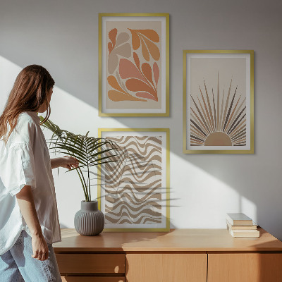 Tavelpaket med ramar Sol boho pastellformer