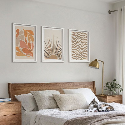 Tavelpaket med ramar Sol boho pastellformer