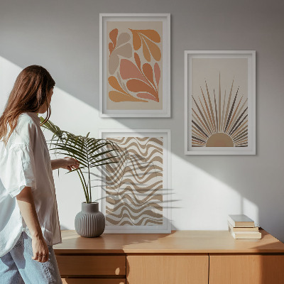 Tavelpaket med ramar Sol boho pastellformer