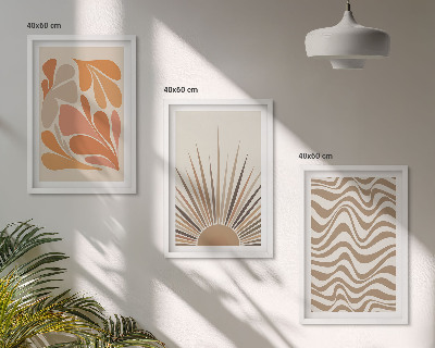 Tavelpaket med ramar Sol boho pastellformer