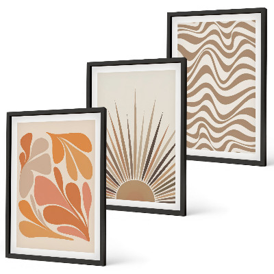 Tavelpaket med ramar Sol boho pastellformer