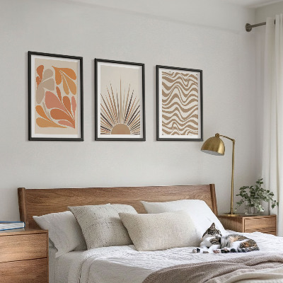 Tavelpaket med ramar Sol boho pastellformer