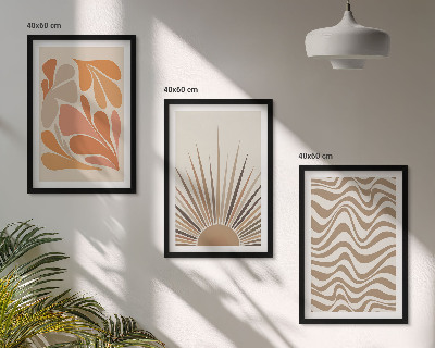 Tavelpaket med ramar Sol boho pastellformer