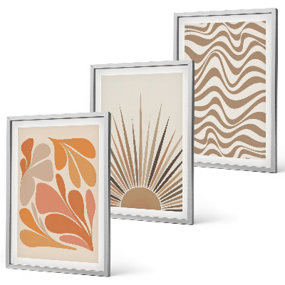 Tavelpaket med ramar Sol boho pastellformer