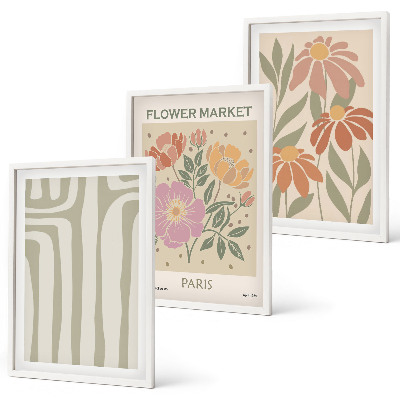 Set om 3 tavlor Botaniska motiv Paris minimalism