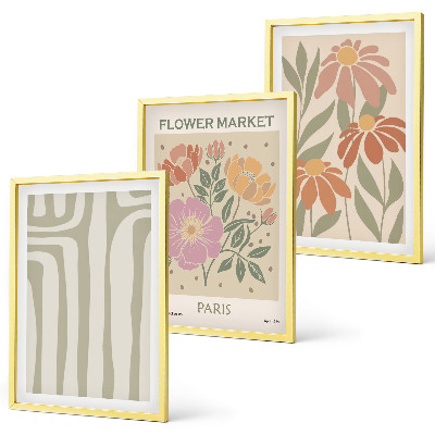 Set om 3 tavlor Botaniska motiv Paris minimalism