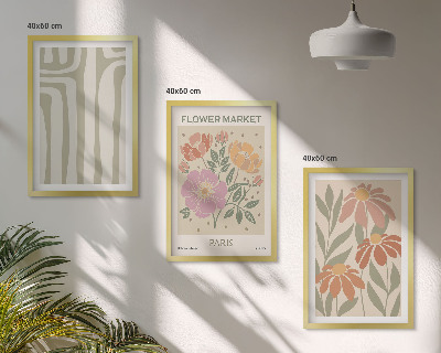 Set om 3 tavlor Botaniska motiv Paris minimalism