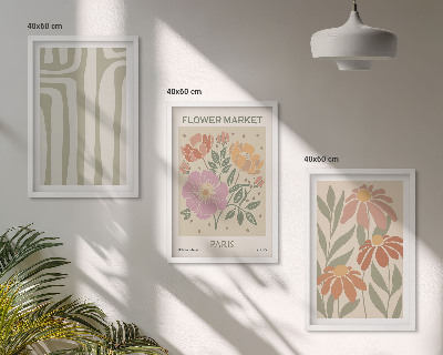 Set om 3 tavlor Botaniska motiv Paris minimalism