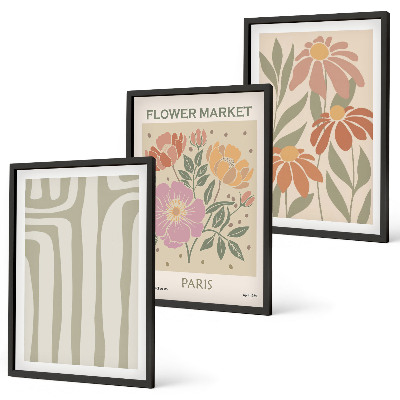Set om 3 tavlor Botaniska motiv Paris minimalism