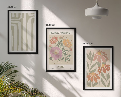 Set om 3 tavlor Botaniska motiv Paris minimalism