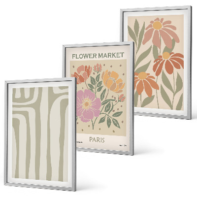 Set om 3 tavlor Botaniska motiv Paris minimalism