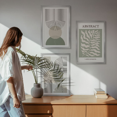Tavelset ovanför soffa Botaniska boho-abstraktioner