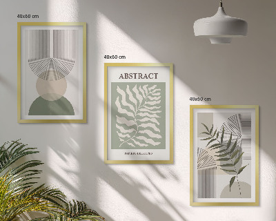 Tavelset ovanför soffa Botaniska boho-abstraktioner