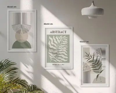 Botaniska boho-abstraktioner tavelset för väggen ovanför soffan