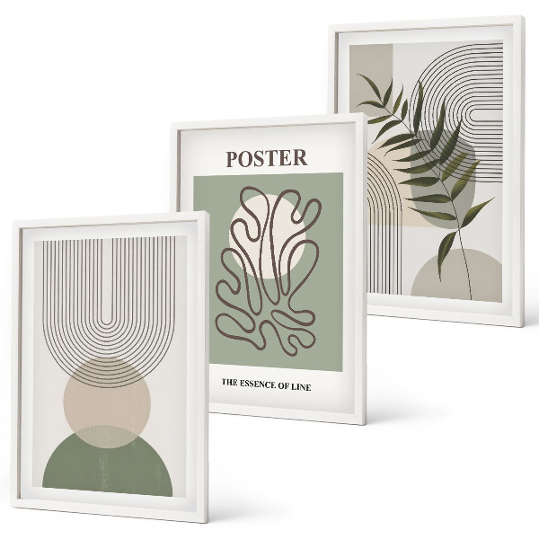 Tavelpaket med ramar Geometriska botaniska mönster
