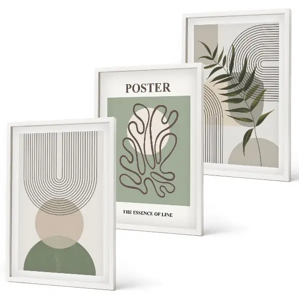 Geometriska botaniska mönster tavelset med ramar
