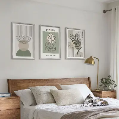 Geometriska botaniska mönster tavelset med ramar