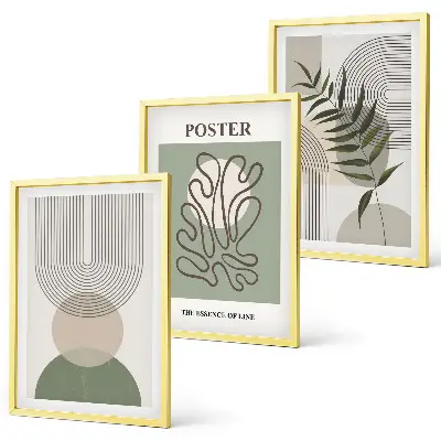 Geometriska botaniska mönster tavelset med ramar