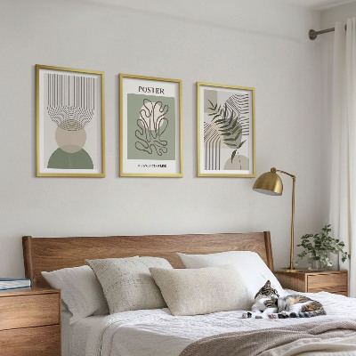 Tavelpaket med ramar Geometriska botaniska mönster