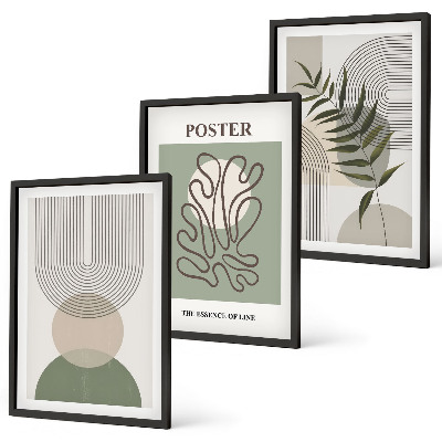Tavelpaket med ramar Geometriska botaniska mönster
