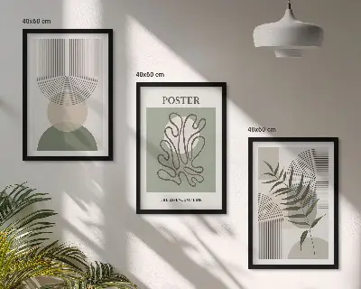 Geometriska botaniska mönster tavelset med ramar