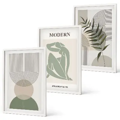 Växtgrafik set om 3 tavlor