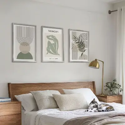 Växtgrafik set om 3 tavlor