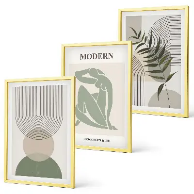 Växtgrafik set om 3 tavlor
