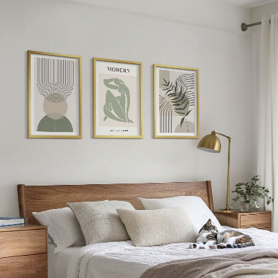 Set om 3 tavlor Snygg växtgrafik