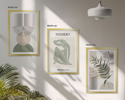 Set om 3 tavlor Snygg växtgrafik