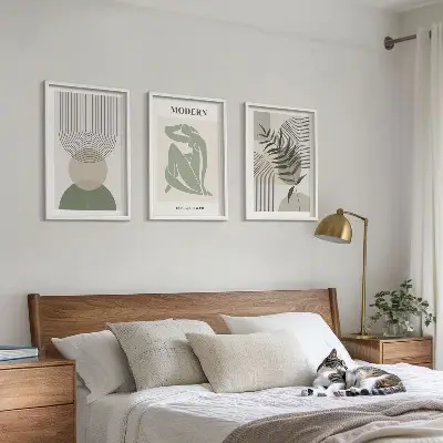 Växtgrafik set om 3 tavlor