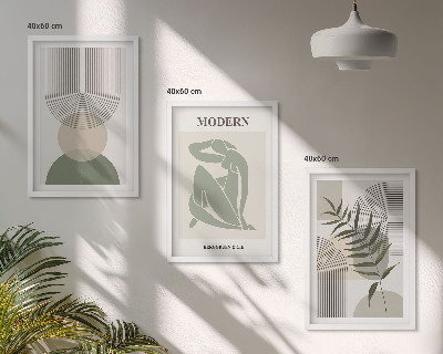 Set om 3 tavlor Snygg växtgrafik