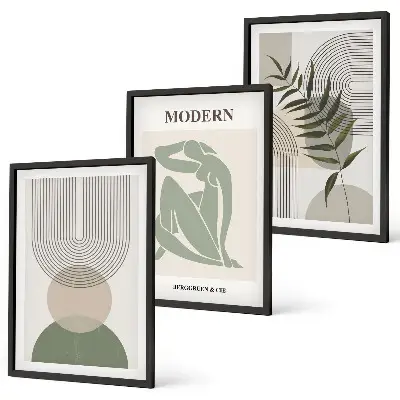 Växtgrafik set om 3 tavlor