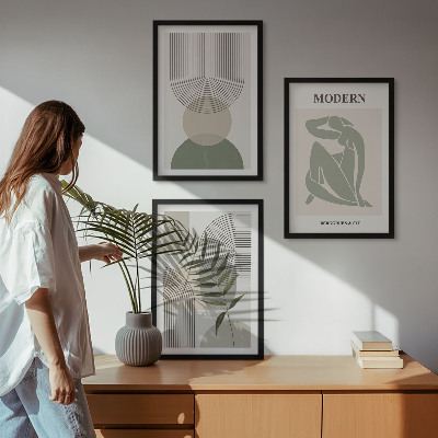 Set om 3 tavlor Snygg växtgrafik